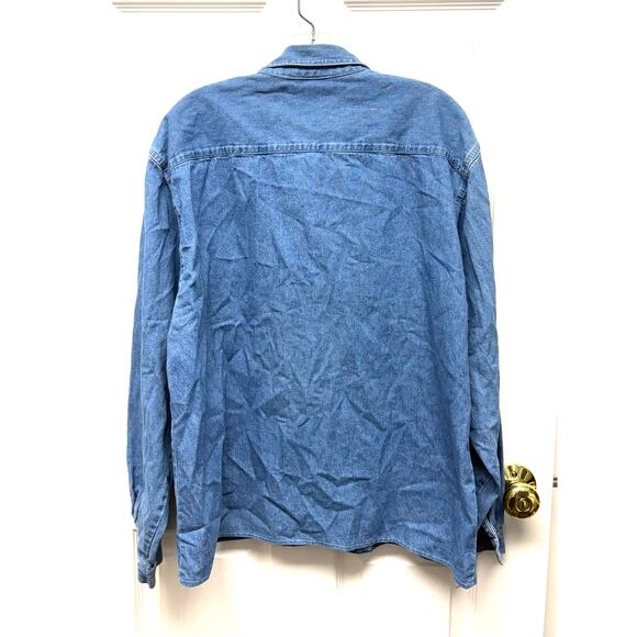 Shelbi Ranch Western Denim Bib-Front Pullover Shirt Vintage Cowboy Style - Picture 3 of 7